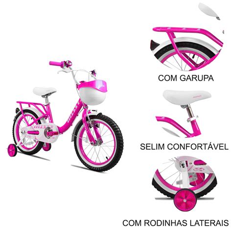 Bicicleta Aro 16 Missy Pro X Infantil Meninas Rodinhas Cor Rosa