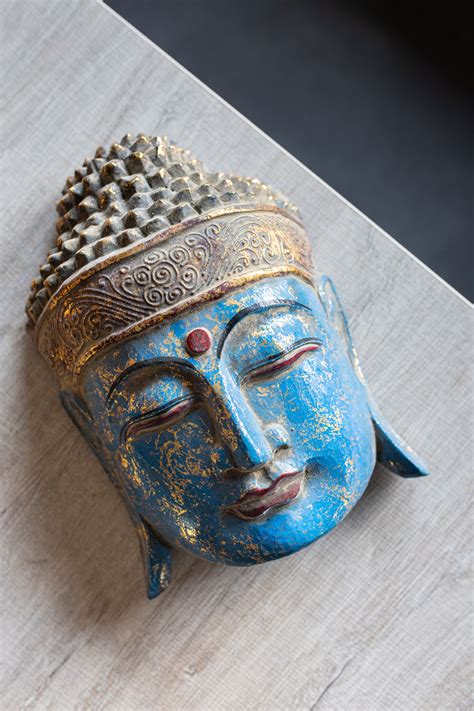 Buddha Maske Blau T 10 Cm B 22 Cm H 32 Cm Von Fischers Lagerhaus