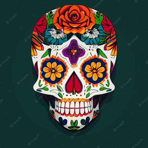 Premium Photo A Colourful Traditional Calavera Sugar Skull Decorated