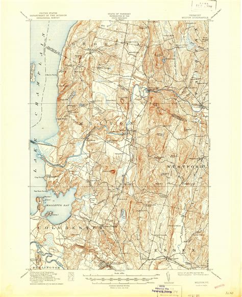 Milton Vermont 1915 1944 USGS Old Topo Map Reprint 15x15 VT Quad