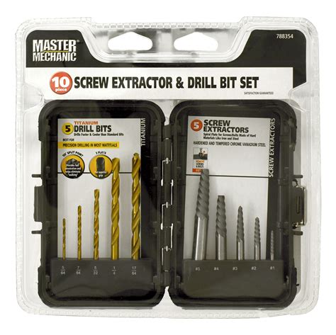 10 - pc. Screw Extractor and Drill Bit Set