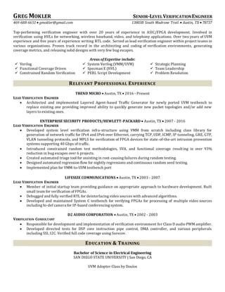 Greg Mokler Resume | PDF | Free Download