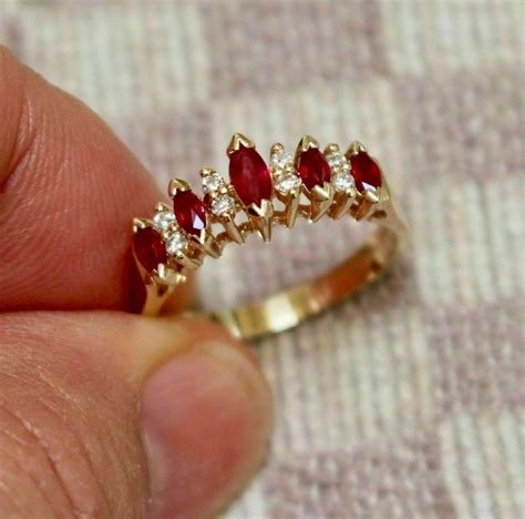 2 Ct Marquise Cut Ruby And Diamond Ring 14k Yellow Gold Over Etsy