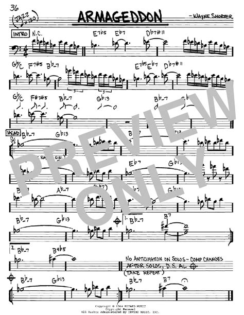 Wayne Shorter Armageddon Sheet Music