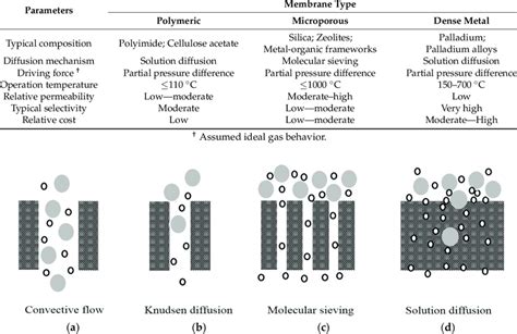 Types Of Hydrogen Separation Membrane Table Adapted With Permission Of