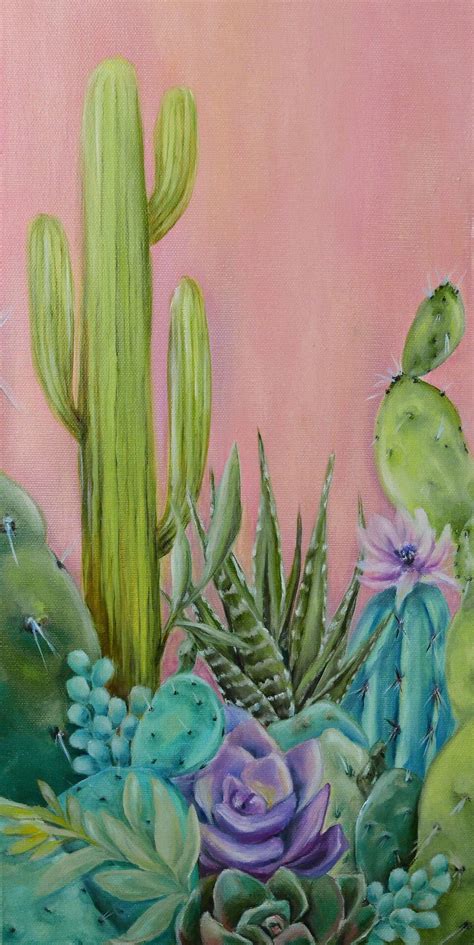 Large Cactus Print Succulent Artwork Cactus Painting Cactus Print Set