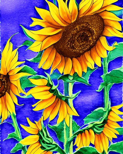 Watercolor Sunflower Painting · Creative Fabrica