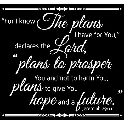 Jeremiah 2911 For I Know The Plans I Haveâ ¦ Vinyl Decal Sticker Quote