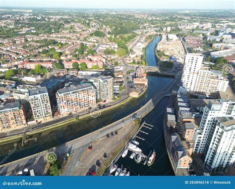 Aerial View of Ipswich Marina and Waterfront Stock Photo - Image of ...