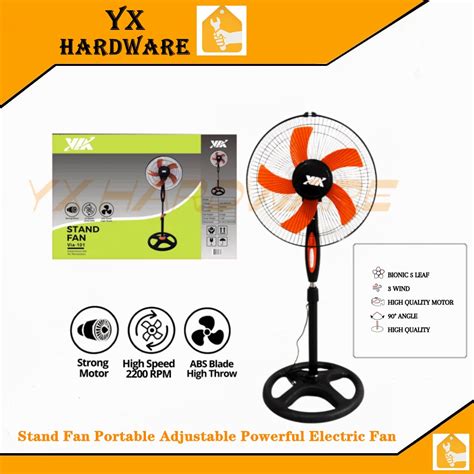 Stand Fan Inch Adjustable Powerful Electric Fan Blades Floor