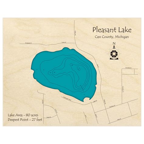 Pleasant Lake 3D Custom Wood Map – Lake Art LLC