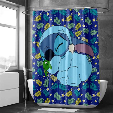 Fnyko Lilo Stitch Shower Curtain Set Cartoon Printed Decoration