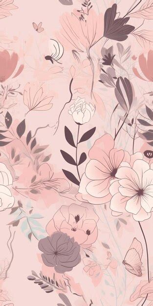 Premium AI Image | there is a pink and gray floral pattern with ...