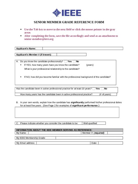 SENIOR MEMBER GRADE REFERENCE IEEE Ewh Ieee Doc Template PdfFiller