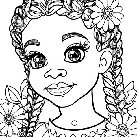 Beautiful Black Girl With Pretty Eyes Coloring Page · Creative Fabrica