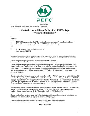 Fillable Online Pefcnorway Kontrakt Om Sublisens For Bruk Av Pefcs Logo