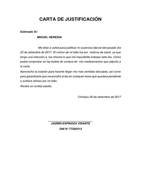 Carta De Justificación