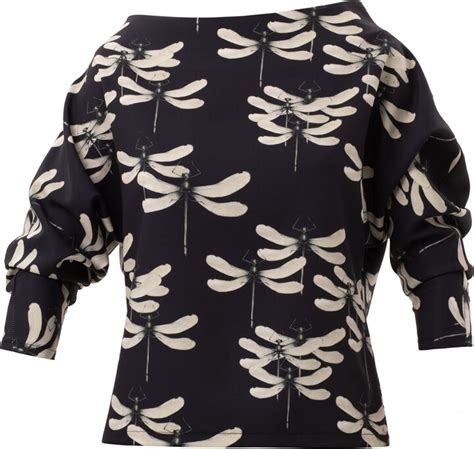 Julia Allert Women S Neutrals Black Dragonfly Print Black Blouse