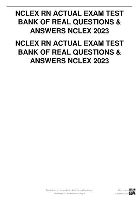 NCLEX RN ACTUAL EXAM TESTBANK OF REAL QUESTIONS ANSWERS NCLEX 2023