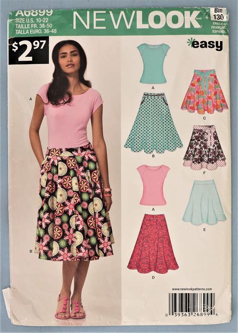 New Look 6899 Misseswomens Circle Skirt And Knit Top Pattern Sizes 10 22 See Picture 3 For