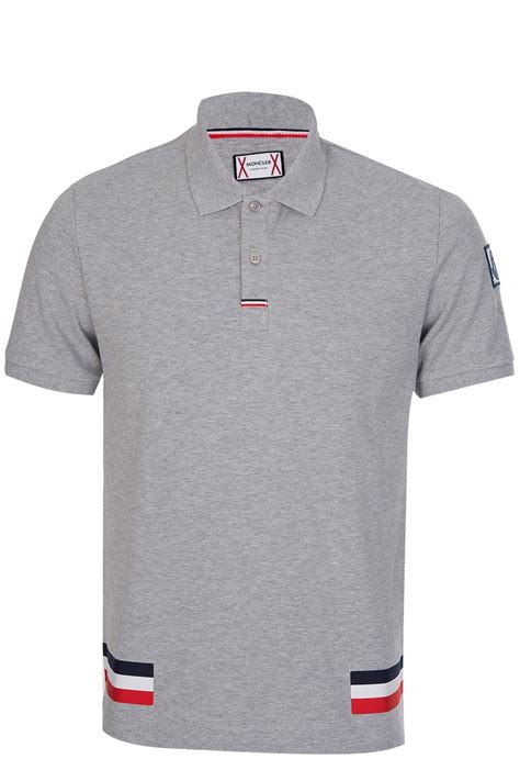 Moncler Gamme Bleu Contrasting Stripes Polo Grey