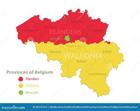 Régions De Carte De La Belgique Les Différentes Avec Les Provinces Des