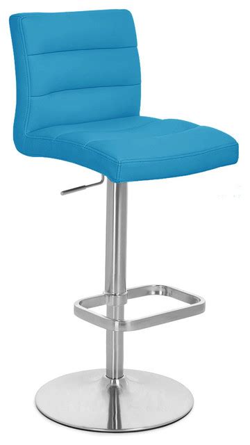 Teal Lush Adjustable Height Bar Stool Contemporary Bar Stools And