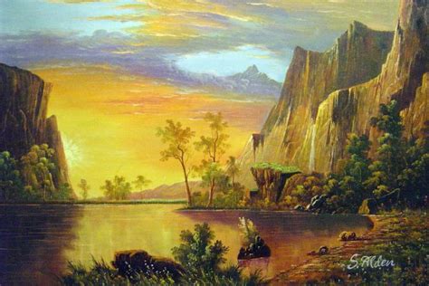 Sunset In The Rockies Painting by Albert Bierstadt Reproduction ...