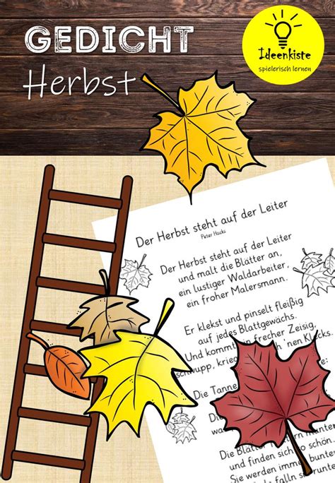 Der Herbst Steht Auf Der Leiter Gedicht Unterrichtsmaterial In Den