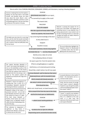 Macbeth Act 1 Scene 2 Annotated | Teaching Resources