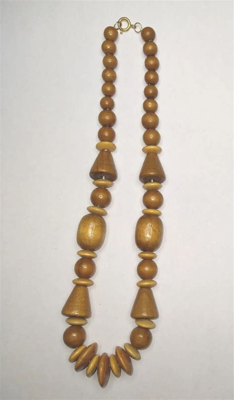 Vintage Big Wooden Bead Necklace Chunky Statement Est Gem