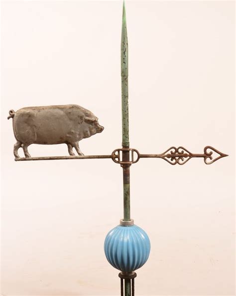 Vintage Pig Form Tin Weathervane With Cast Metal Feb 21 2015