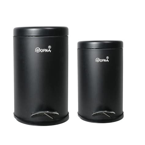 Mofna Stainless Steel Black Pedal Dustbin Set Of Pcs X Inch