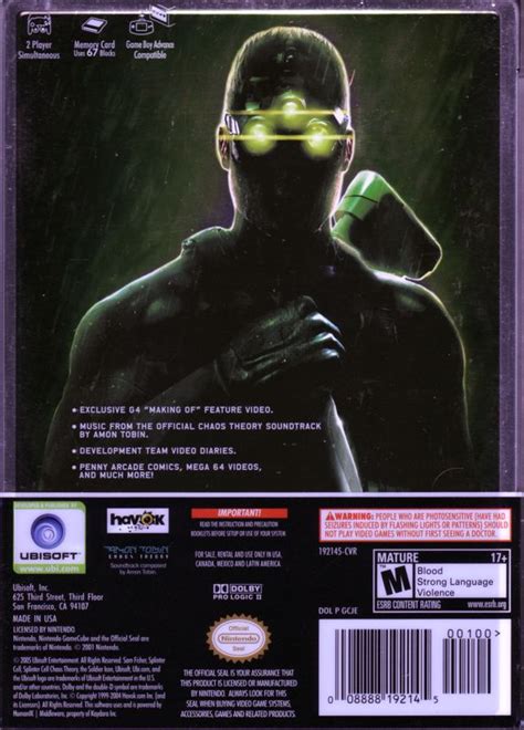 Tom Clancy S Splinter Cell Chaos Theory Limited Collector S Edition