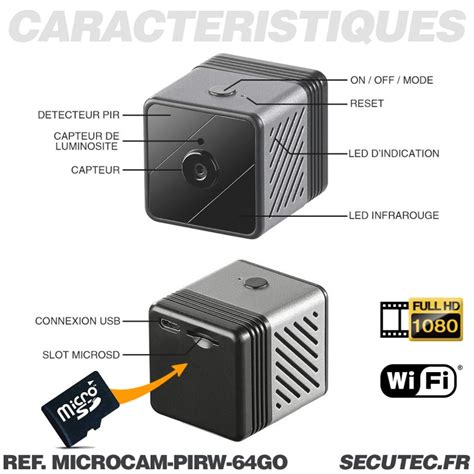 Micro caméra Wi Fi P2P HD 1080P longue autonomie avec détection de