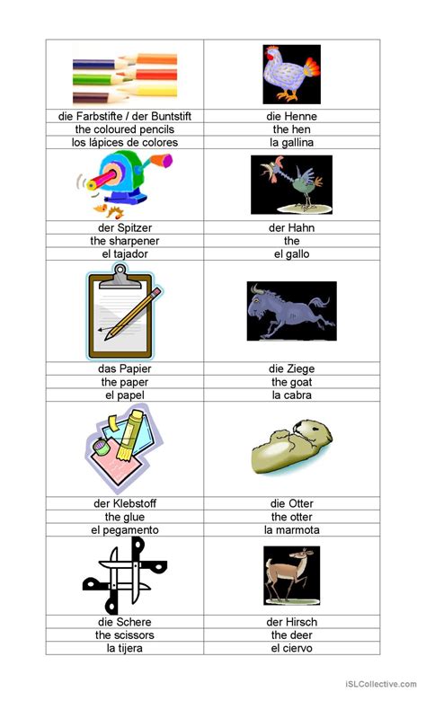 Wortschatz Thema Schule Tiere Auf Deutsch Daf Arbeitsbl Tter Pdf Doc