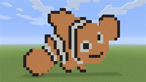 Minecraft Pixel Art Nemo From Finding Nemo And Finding Dory Youtube