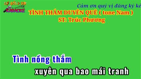 Karaoke nền xanh TÌNH THẮM DUYÊN QUÊ tone Nam ST Trúc Phương YouTube