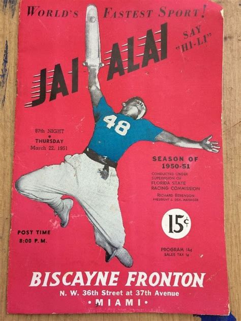 Vintage 1951 Miami Jai Alai Program | eBay | Vintage sports, Sports programme, Vintage