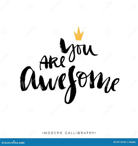 You Are Awesome Modern Brush Calligraphy Handwritten Lettering Stock