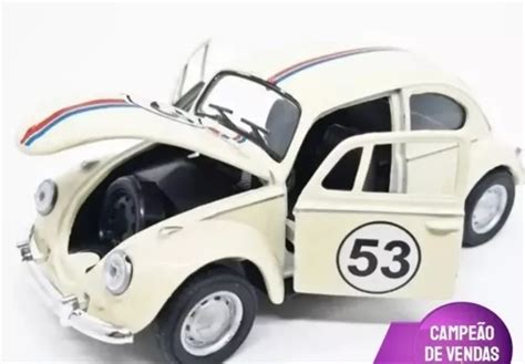 Carrinho De Ferro Fusca Clássico E Herbie Miniatura Coleção