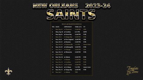 2023 2024 New Orleans Saints Wallpaper Schedule