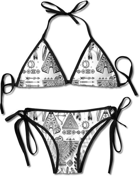 Bikini Sexy Con Diseño De Plumas Banda Tipi Con Flecha Tanga Para