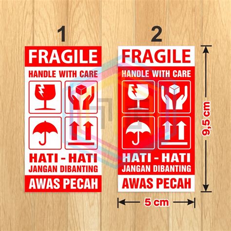 Jual Label Sticker Fragile Handle With Care Stiker Hati Hati Awas Pecah