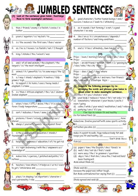 JUMBLED SENTENCES WITH ANSWER KEY ESL Worksheet By Vikral