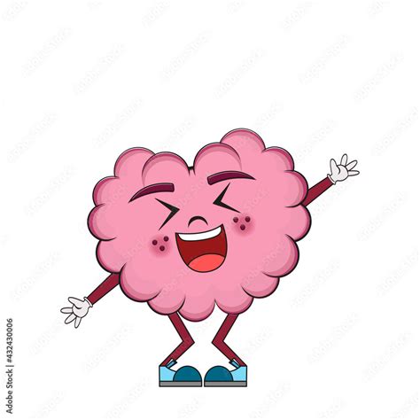 Happy Brain Cartoon Character Lifting Weights Stock Vector Clip Art