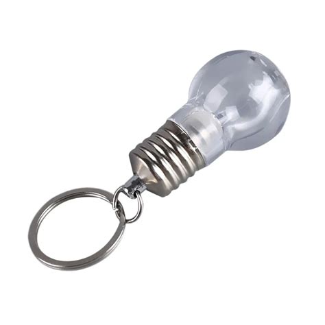 Lovely LED Bulb Keychain Bright Flash Light Spiral Key Chain White Light Torch Keyring Cute ...