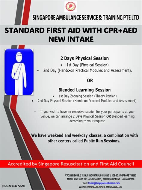 Standard First Aid With Cpr Aed Course Singapore Ambulance