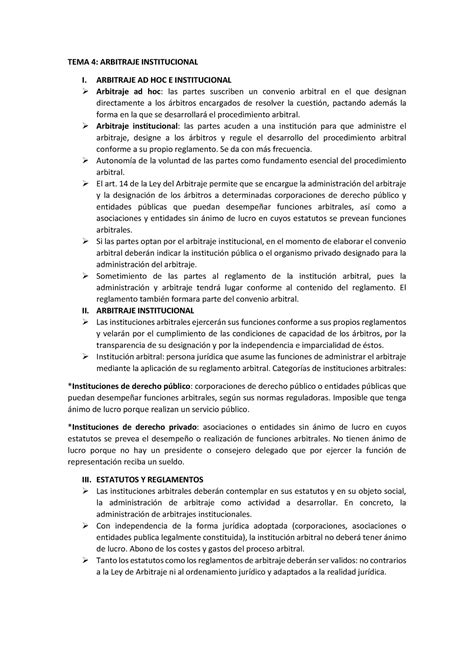 Tema Arbitraje Apuntes Tema Arbitraje Institucional I