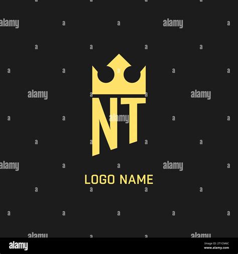 Monogram Nt Logo Escudo Forma De La Corona Elegante Y Lujoso Logotipo